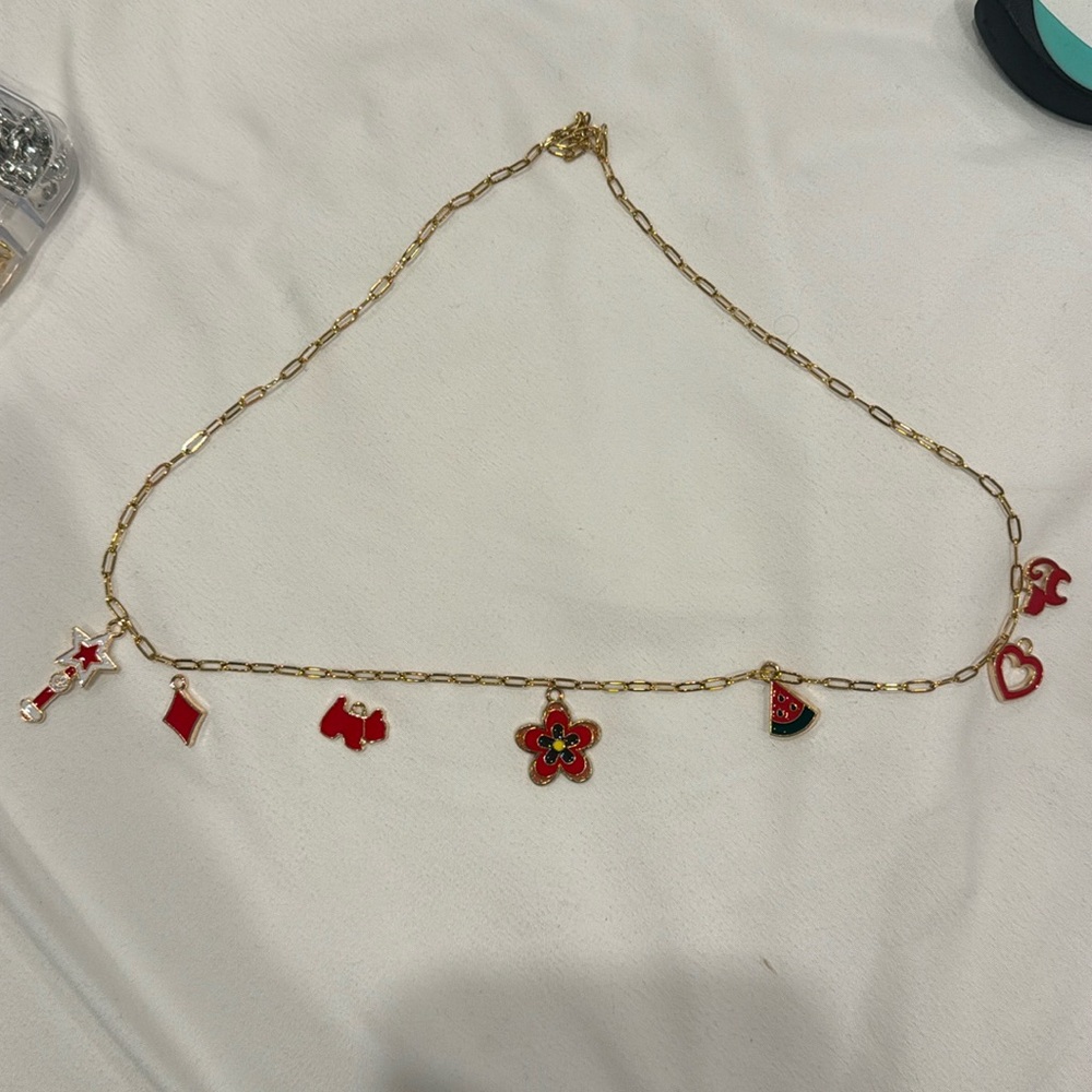 custom red charm necklace